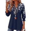 Zeagoo 3/4 Length Sleeve Womens Tops 2025 Floral Womens Blouses V Neck TunicTops with Smocked Cuffs(Print-sf103)