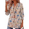 Zeagoo 3/4 Length Sleeve Womens Tops 2025 Floral Womens Blouses V Neck TunicTops with Smocked Cuffs(Print-sf170)