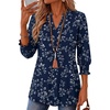 Zeagoo 3/4 Length Sleeve Womens Tops 2025 Floral Womens Blouses V Neck TunicTops with Smocked Cuffs(Print-sf218)