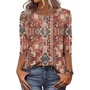 Zeagoo 3/4 Length Sleeve Women Tops Dressy Casual Blouses Work Clothes(Mz896)