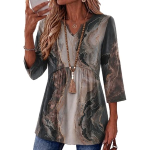 Zeagoo 3/4 Length Sleeve Womens Tops 2026 Blouses for Women Dressy Casual Fashion Clothing V Neck T-Shirts Summer Outfits(Cx278)