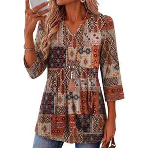 Zeagoo 3/4 Length Sleeve Womens Tops 2026 Blouses for Women Dressy Casual Fashion Clothing V Neck T-Shirts Summer Outfits(Mz952)