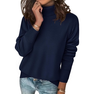 Zeagoo Women’s Turtleneck Sweater Long Sleeve Casual Knit Pullover Top 2026(K-navy Blue)