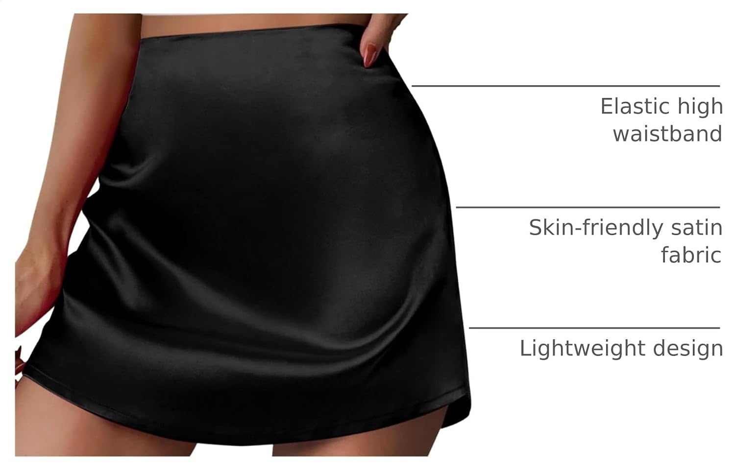 image:imageZeagoo Skirts for Women High Waisted Stain Mini Skirt Aline Zipper SkirtAblack