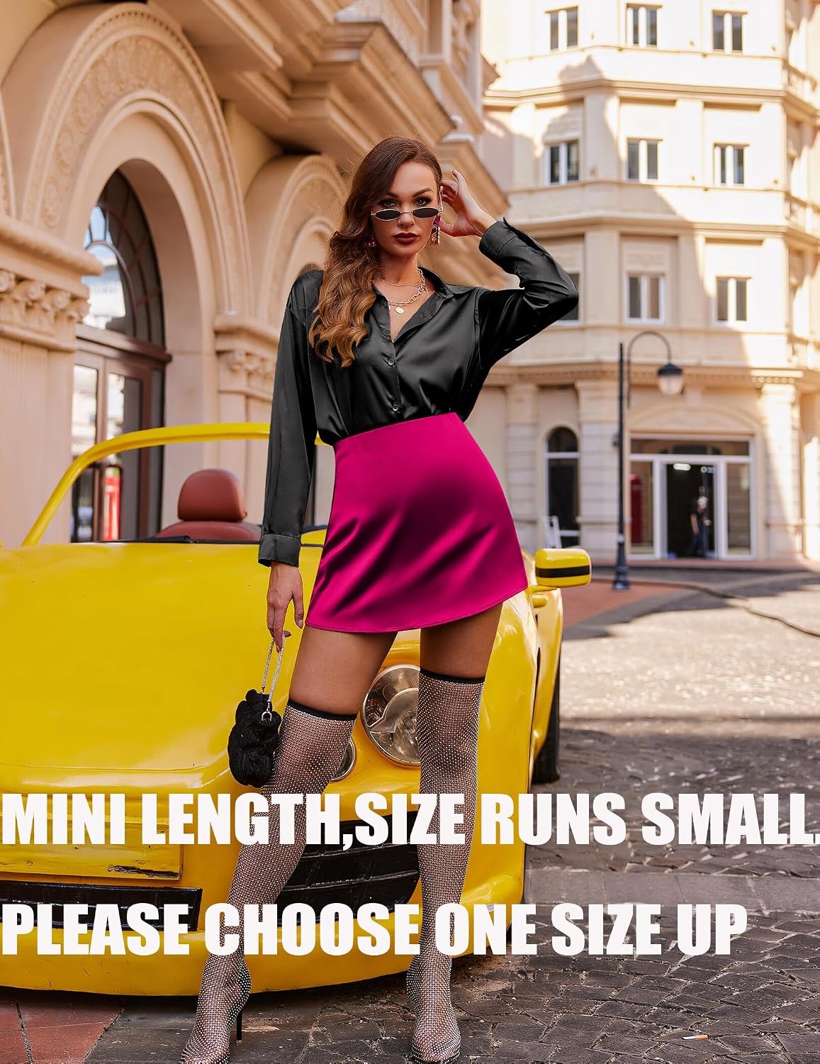 image:imageZeagoo Skirts for Women High Waisted Stain Mini Skirt Aline Zipper SkirtArose Red