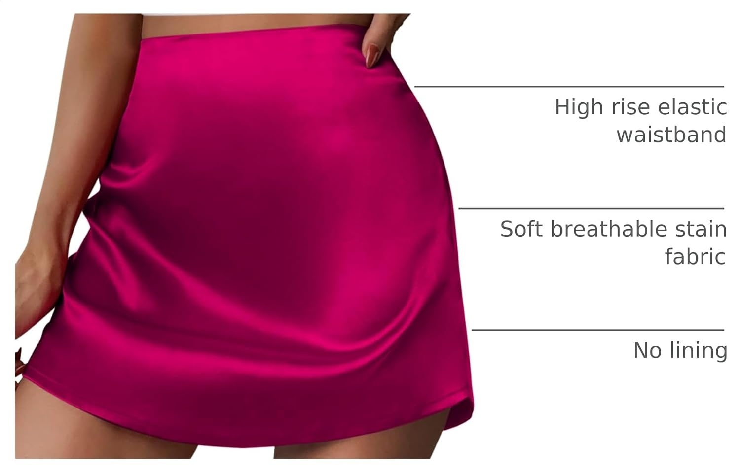 image:imageZeagoo Skirts for Women High Waisted Stain Mini Skirt Aline Zipper SkirtArose Red