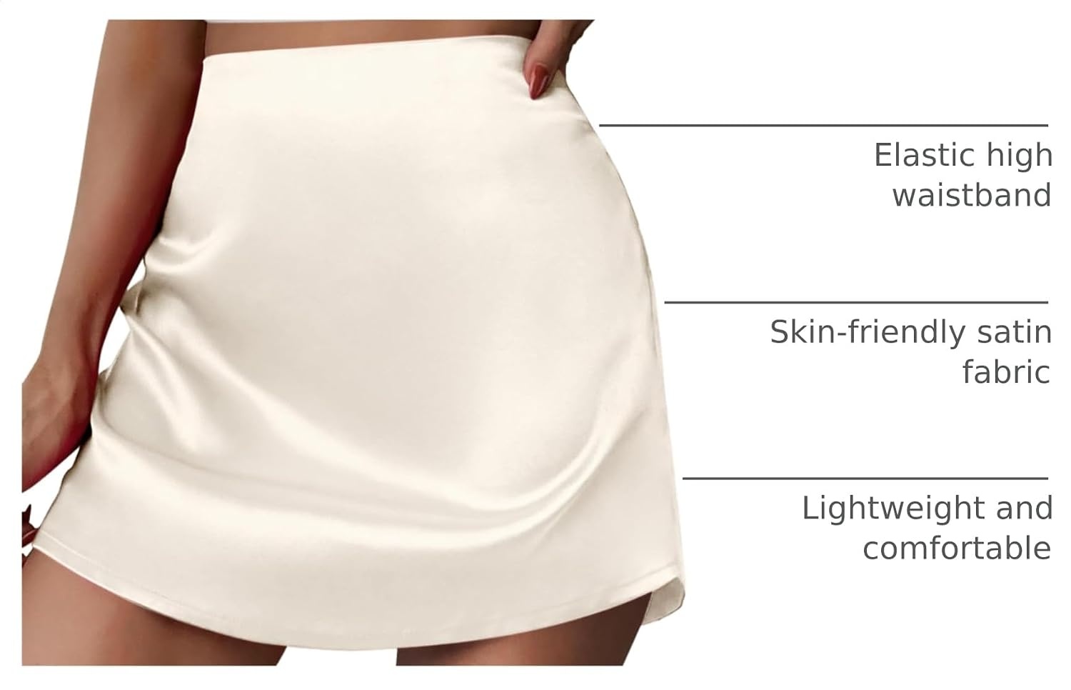 image:imageZeagoo Skirts for Women High Waisted Stain Mini Skirt Aline Zipper SkirtBeige