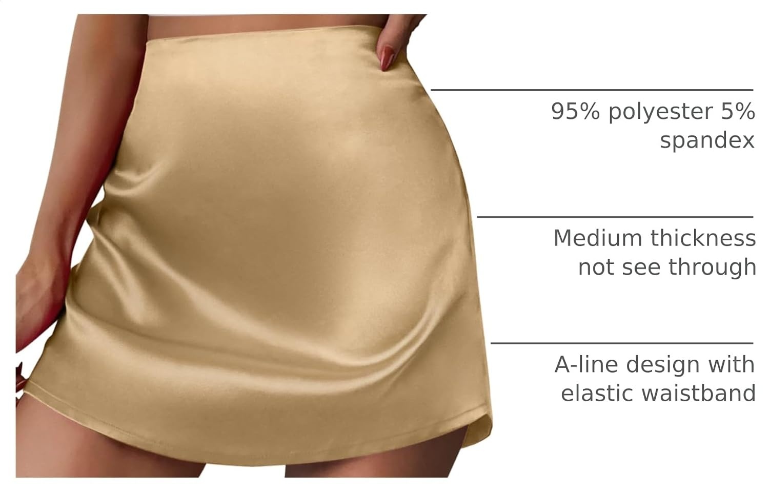image:imageZeagoo Skirts for Women High Waisted Stain Mini Skirt Aline Zipper SkirtLight Brown