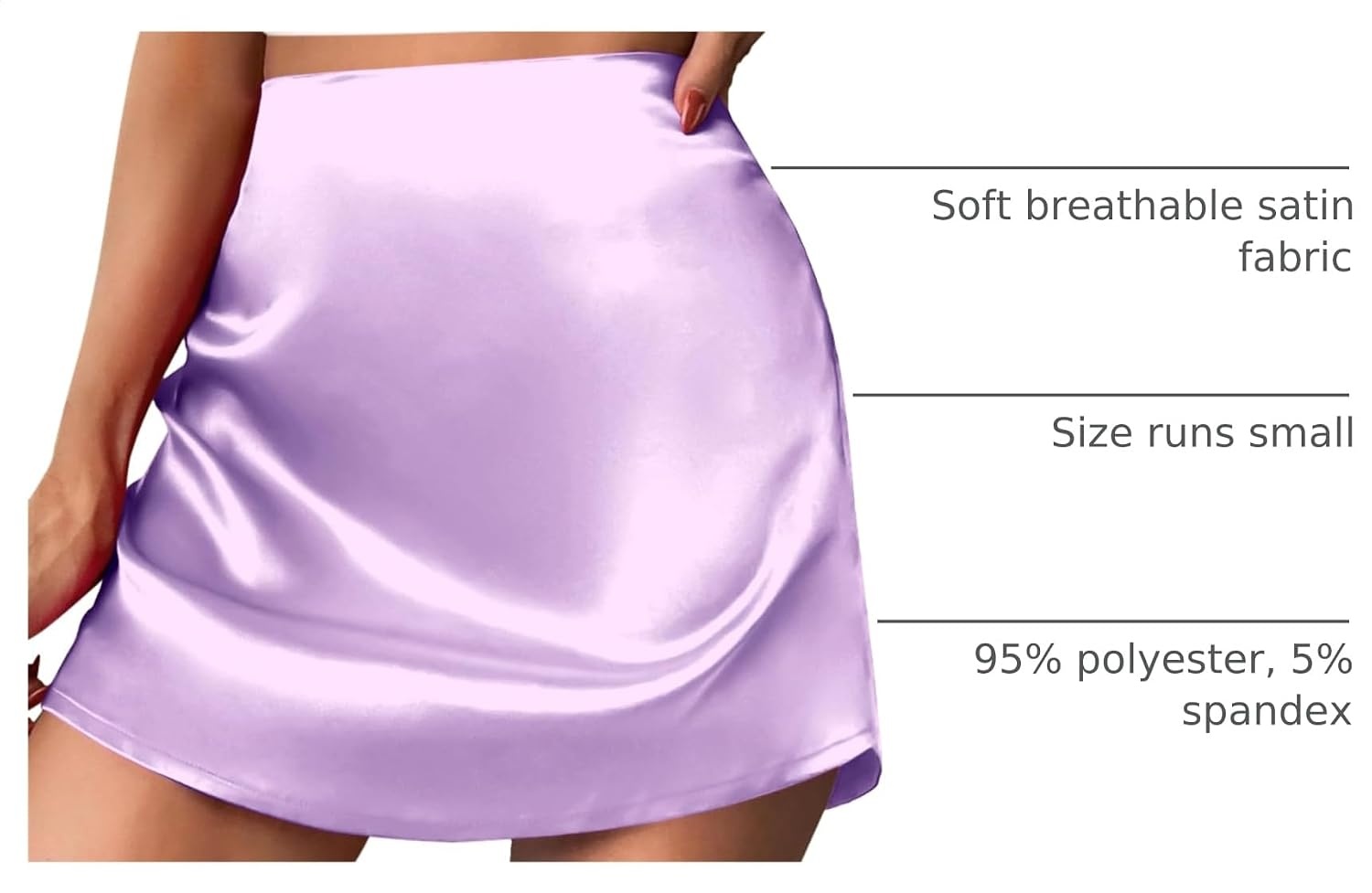 image:imageZeagoo Skirts for Women High Waisted Stain Mini Skirt Aline Zipper SkirtPurple