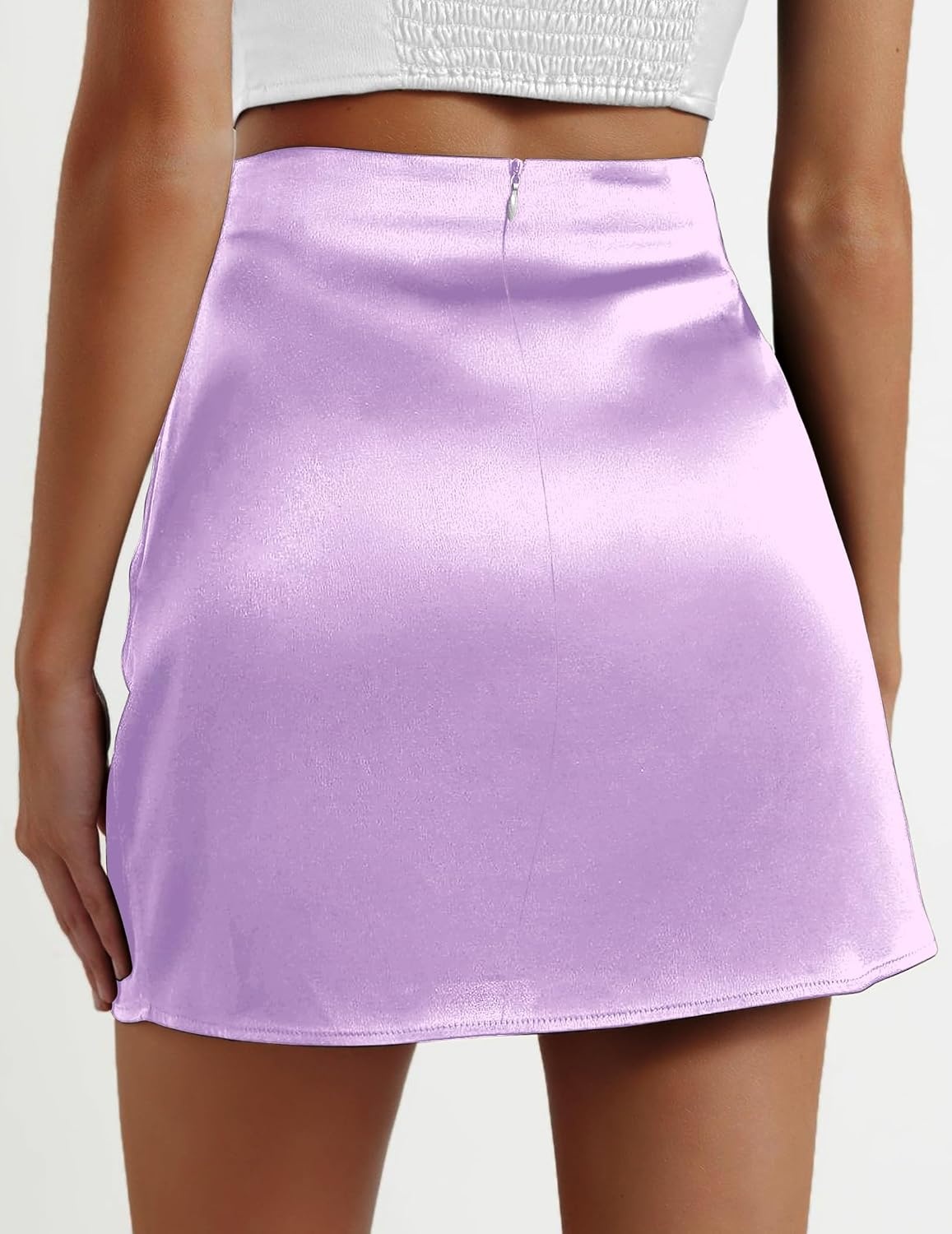 image:imageZeagoo Skirts for Women High Waisted Stain Mini Skirt Aline Zipper SkirtPurple
