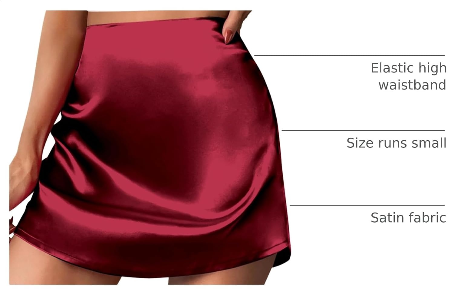 image:imageZeagoo Skirts for Women High Waisted Stain Mini Skirt Aline Zipper SkirtWine Red