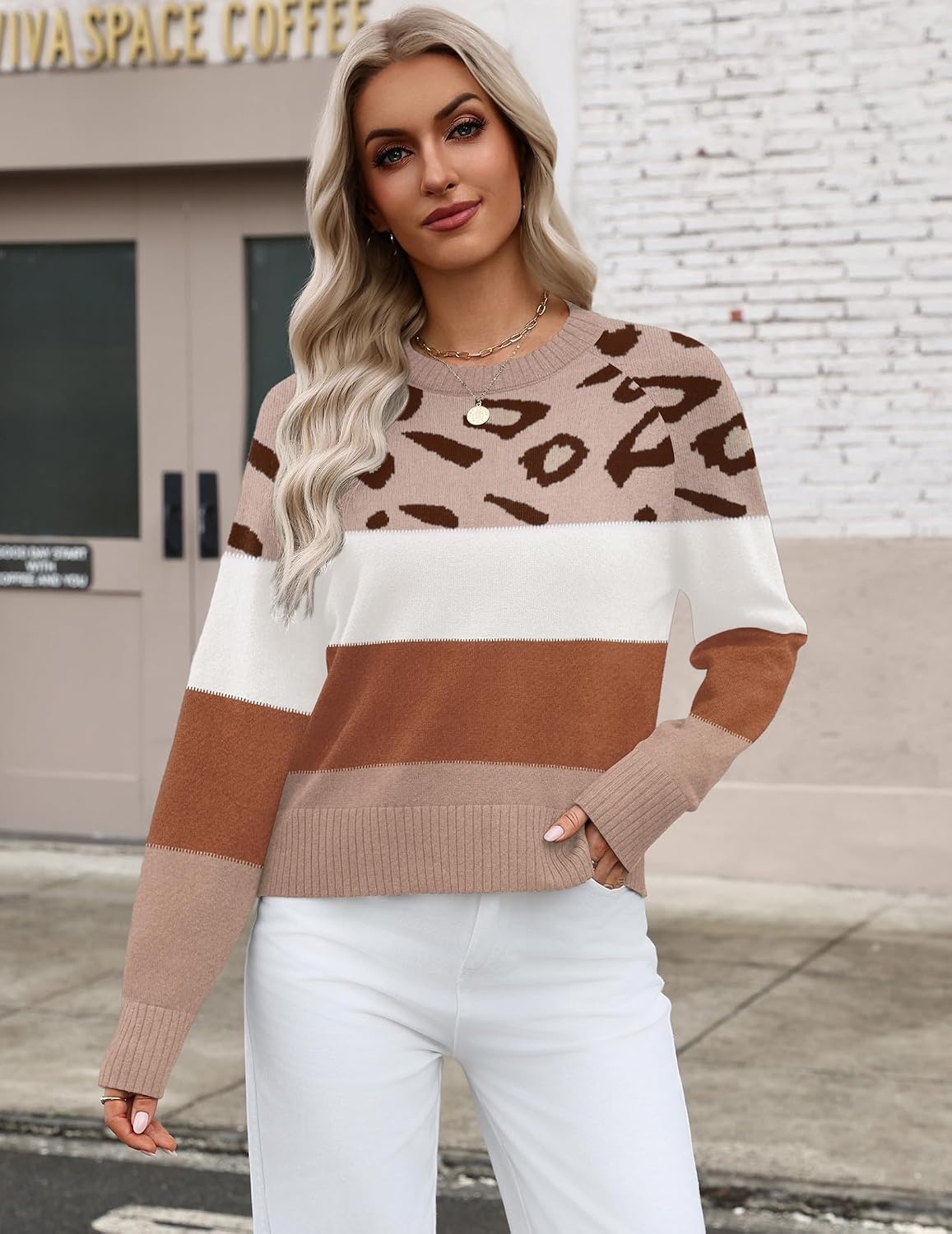 image:imageZeagoo Sweaters for Women Cropped Crewneck Basic 2026 Trendy Fall TopsJh722