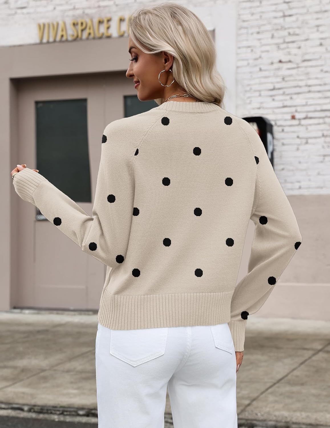 image:imageZeagoo Sweaters for Women Cropped Crewneck Basic 2026 Trendy Fall TopsPolka Dot