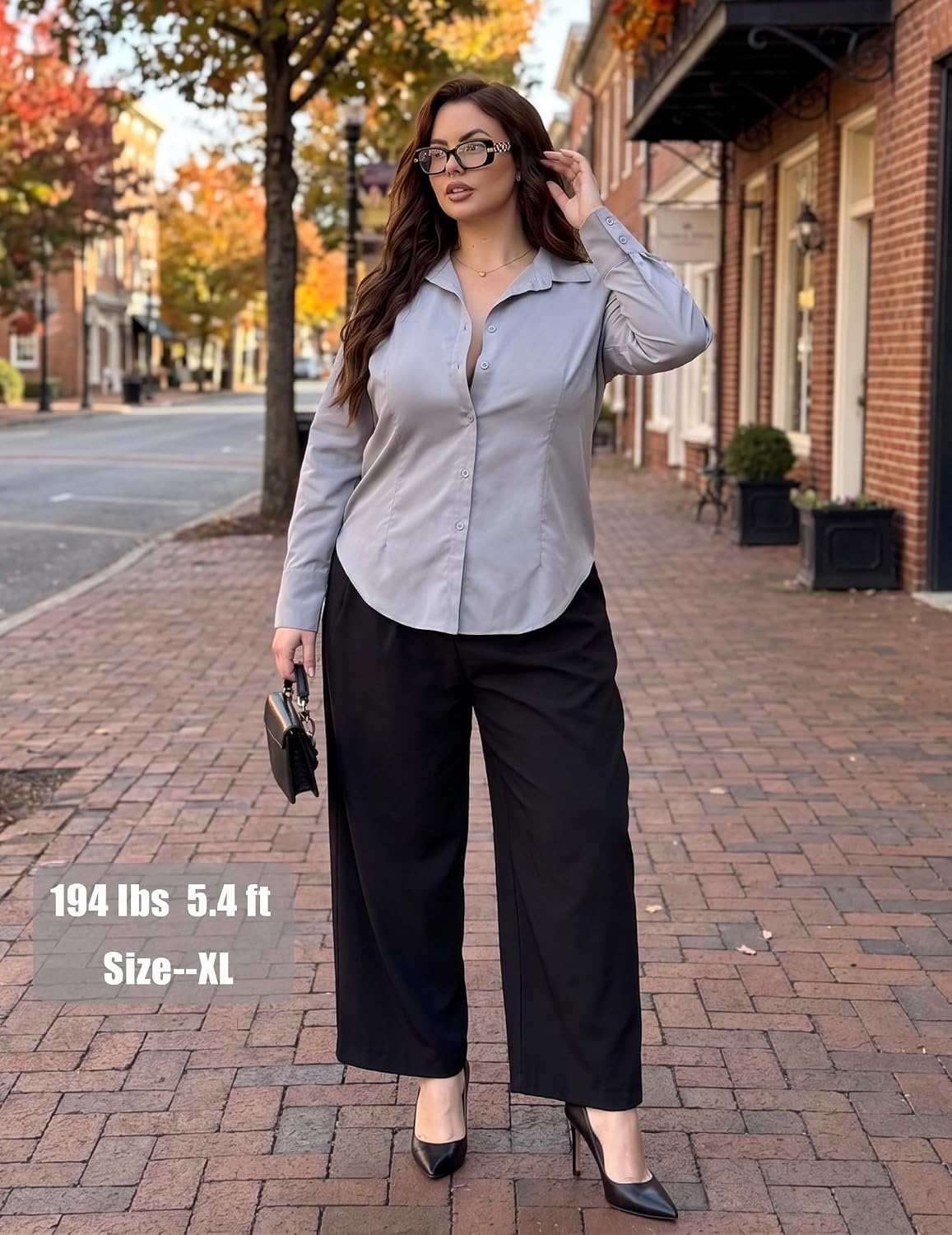 image:imageZeagoo Womens Button Down Shirts Long Sleeve Business Casual Blouses TopsGray
