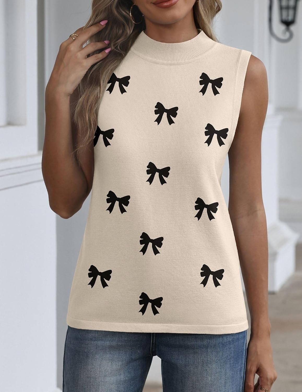 image:imageZeagoo Womens Sleeveless Tops Turtleneck Sweater Business Casual OutfitsA4bow Khaki
