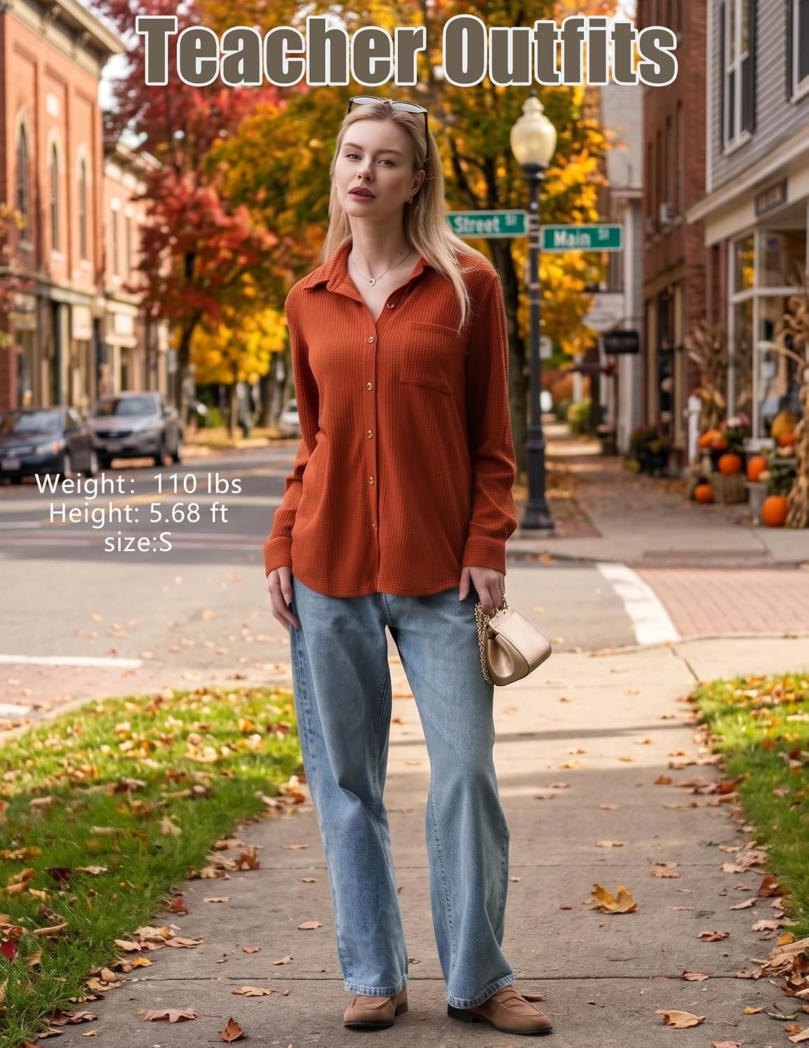 image:imageZeagoo Womens Waffle Knit Shacket Button Down Long Sleeve Tops with PocketCaramel