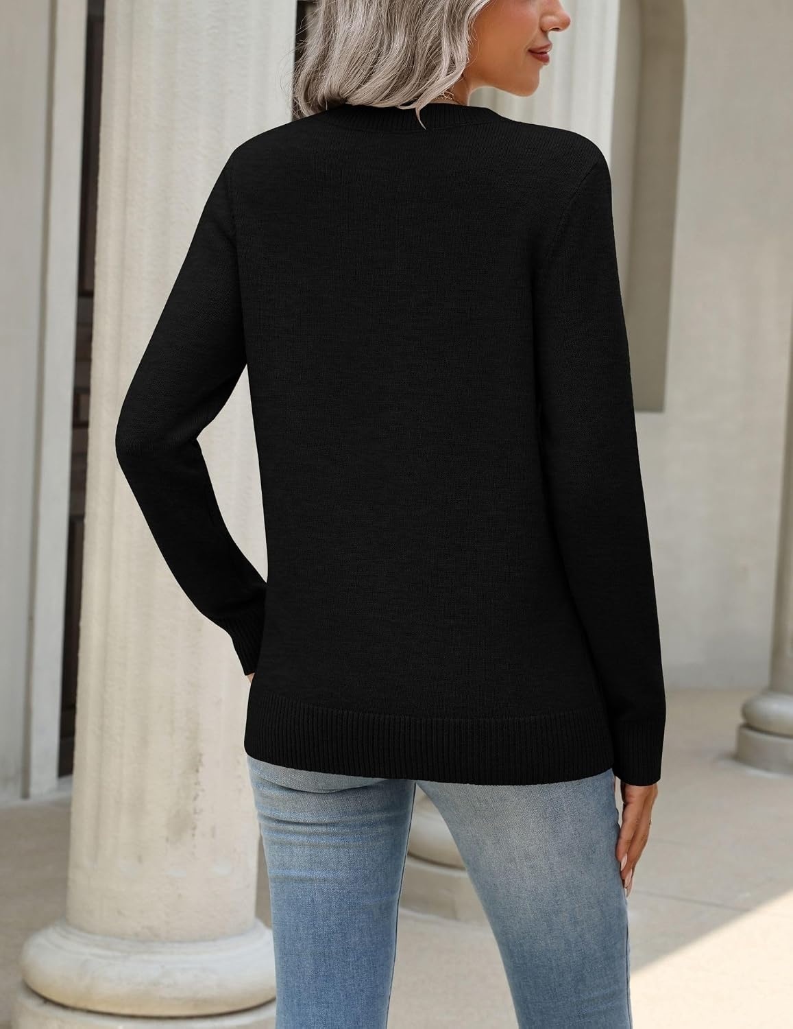 image:imageZeagoo Womens Wool Blend Sweater Crewneck Long Sleeve Tops Fashion ClothingBlack