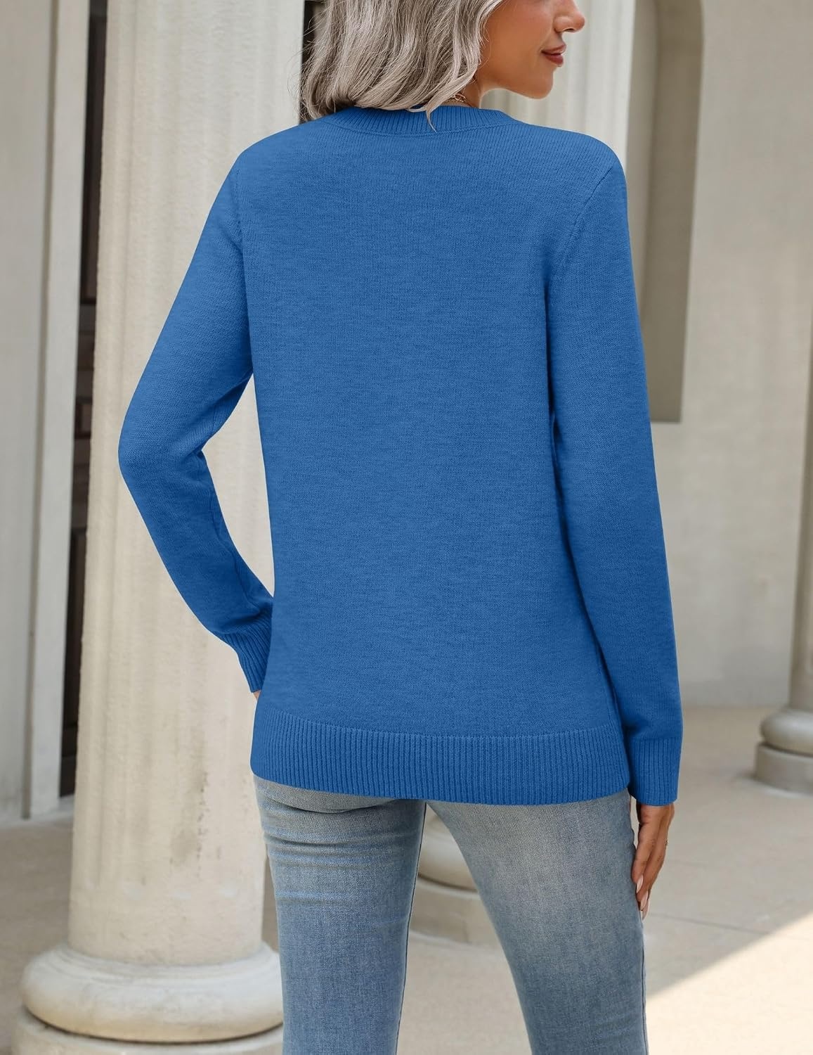 image:imageZeagoo Womens Wool Blend Sweater Crewneck Long Sleeve Tops Fashion ClothingBlue