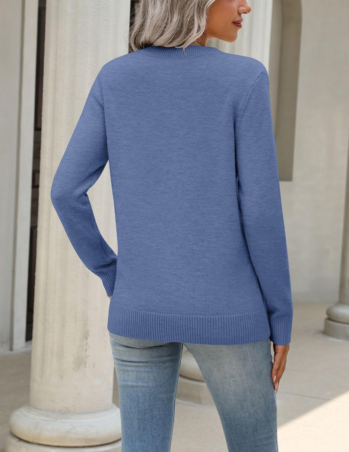 image:imageZeagoo Womens Wool Blend Sweater Crewneck Long Sleeve Tops Fashion ClothingBluegb