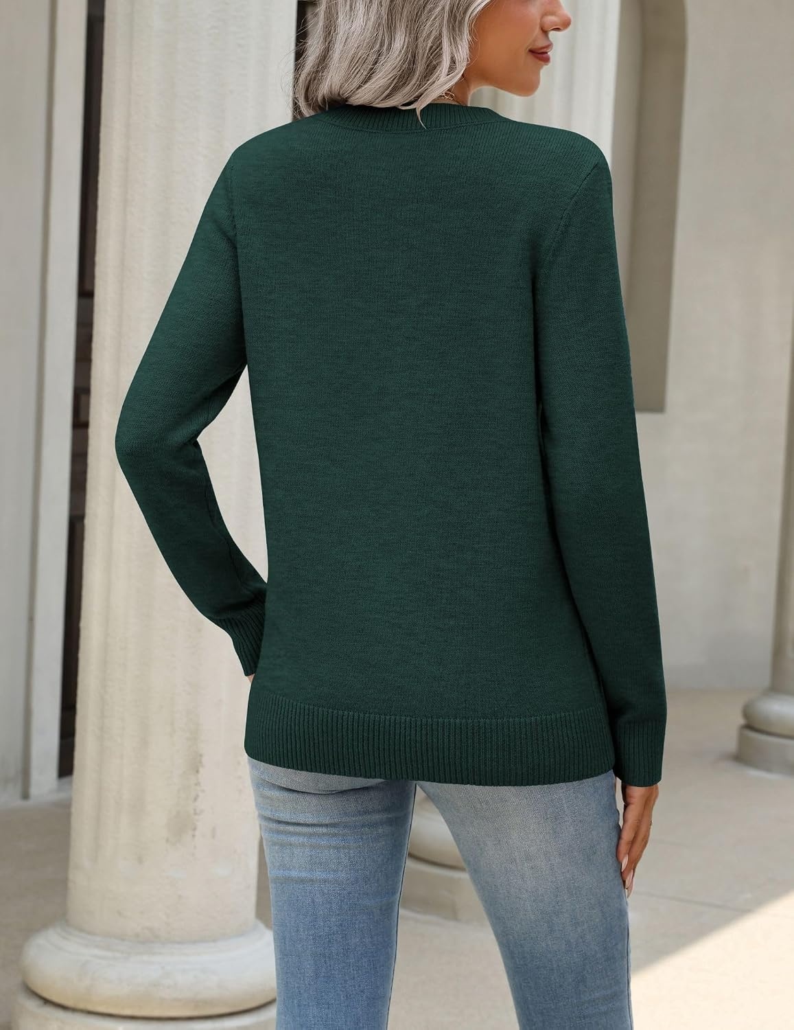image:imageZeagoo Womens Wool Blend Sweater Crewneck Long Sleeve Tops Fashion ClothingDark Green