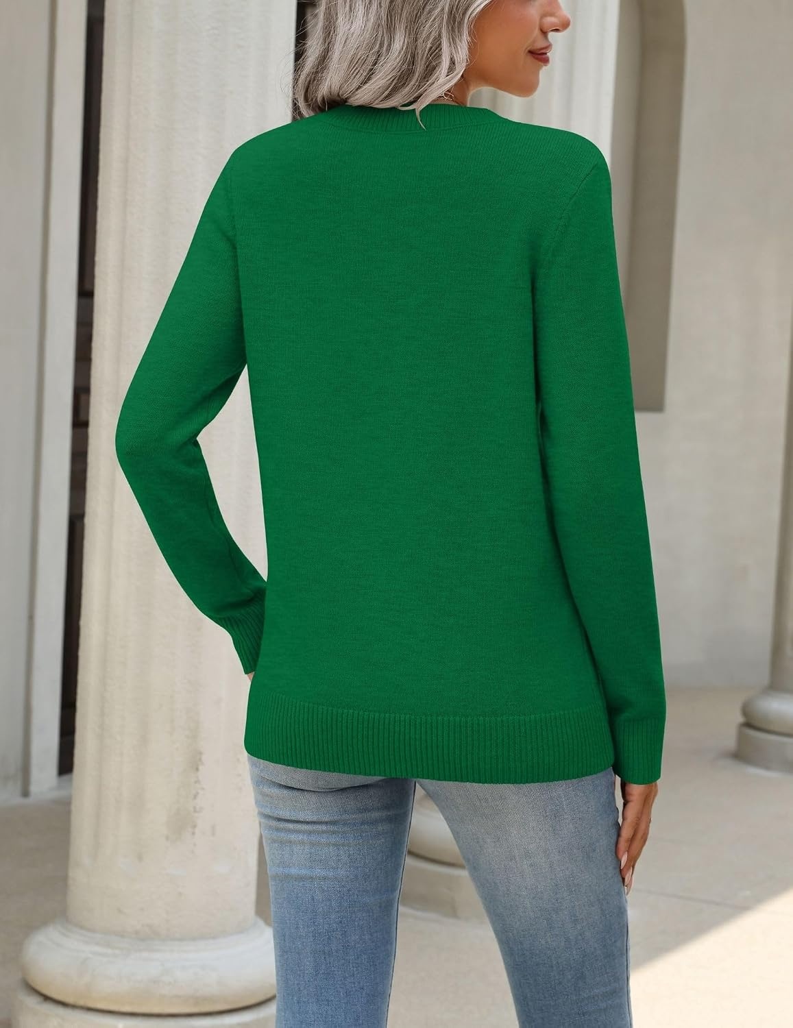 image:imageZeagoo Womens Wool Blend Sweater Crewneck Long Sleeve Tops Fashion ClothingGreen