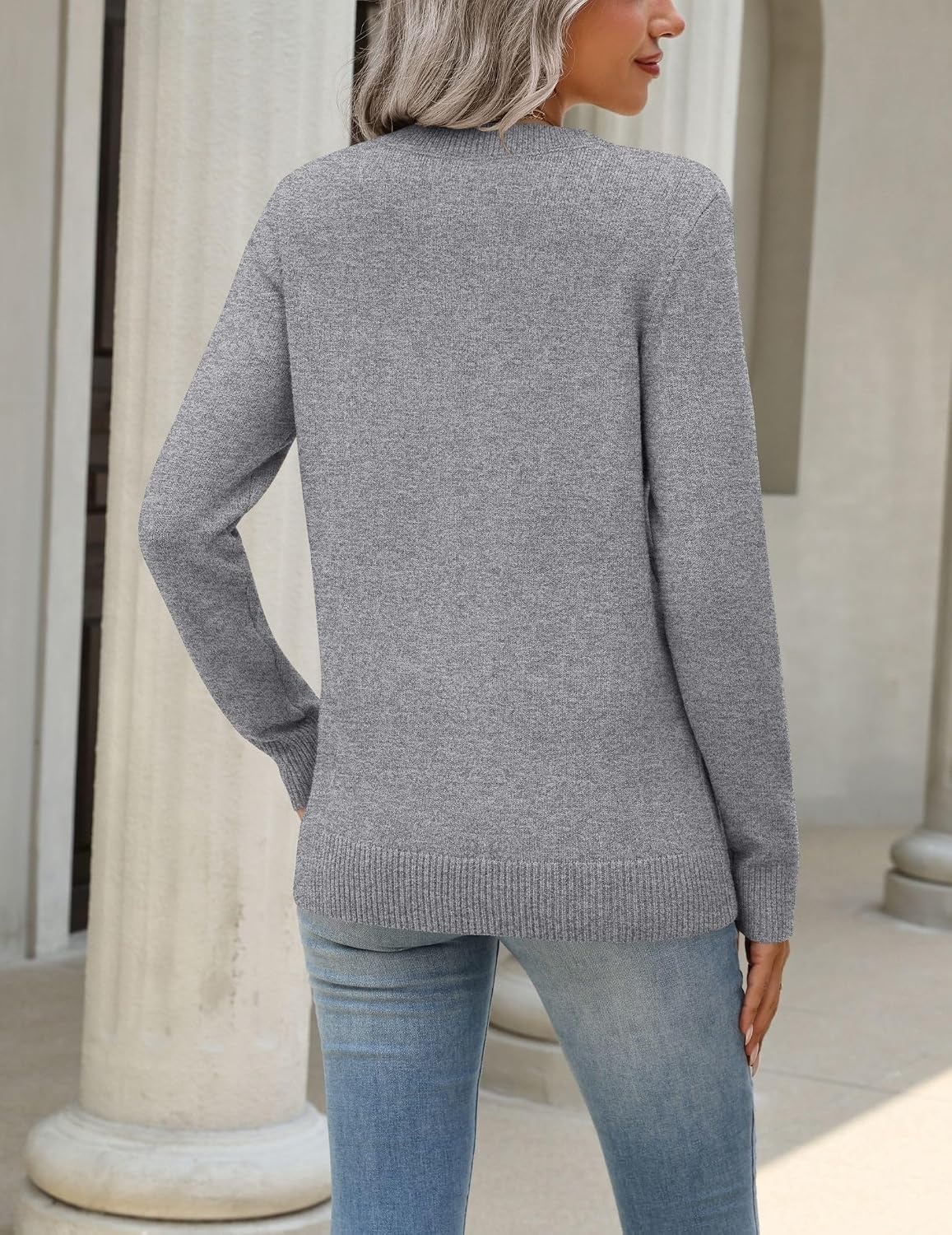 image:imageZeagoo Womens Wool Blend Sweater Crewneck Long Sleeve Tops Fashion ClothingGrey