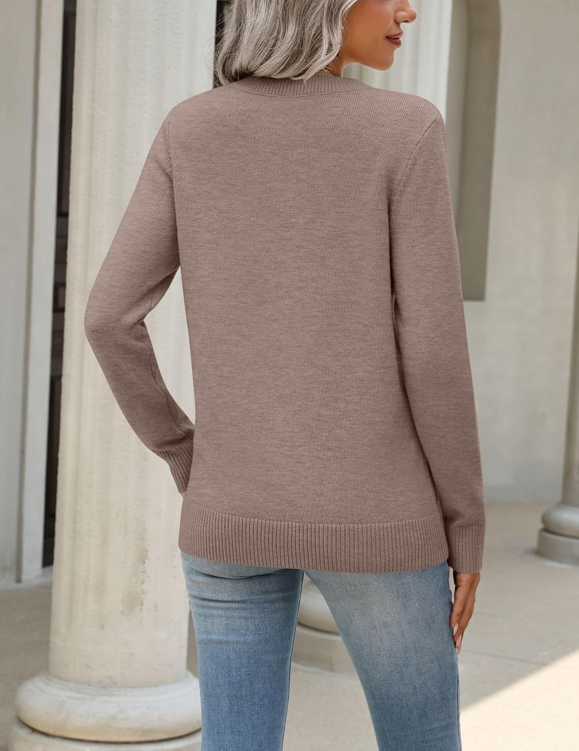 image:imageZeagoo Womens Wool Blend Sweater Crewneck Long Sleeve Tops Fashion ClothingKhaki