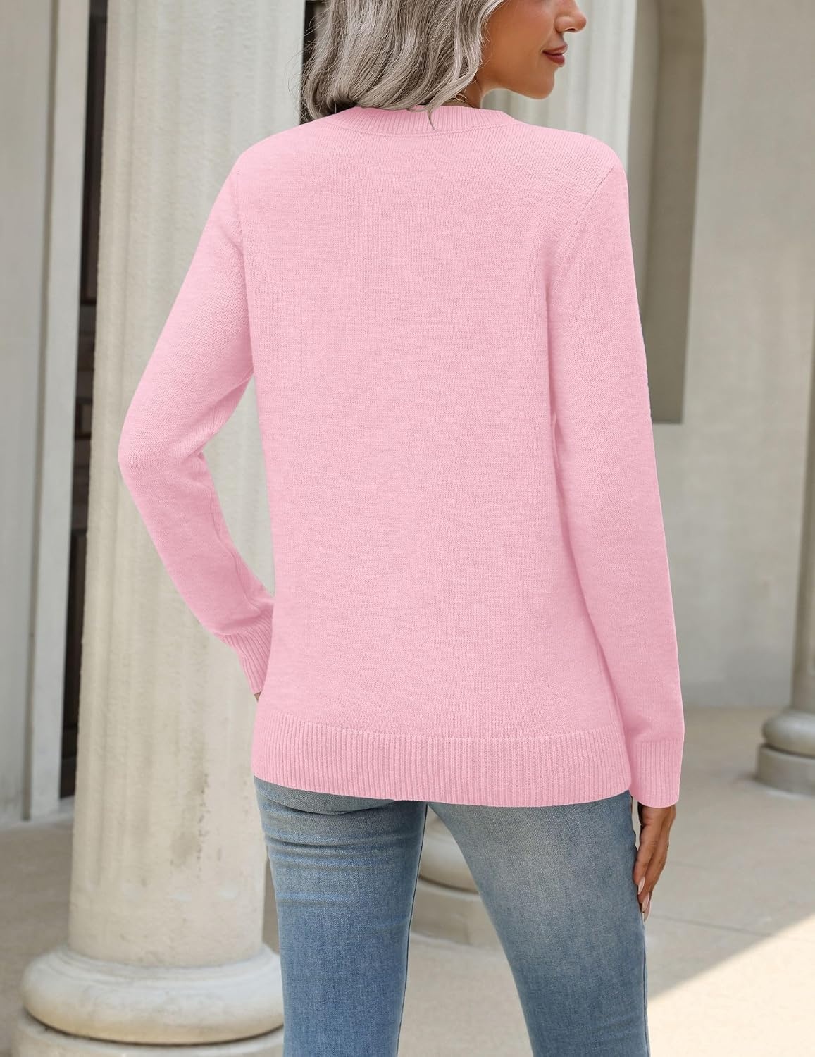 image:imageZeagoo Womens Wool Blend Sweater Crewneck Long Sleeve Tops Fashion ClothingPink