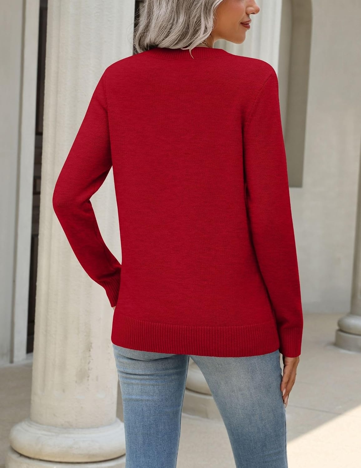 image:imageZeagoo Womens Wool Blend Sweater Crewneck Long Sleeve Tops Fashion ClothingRed