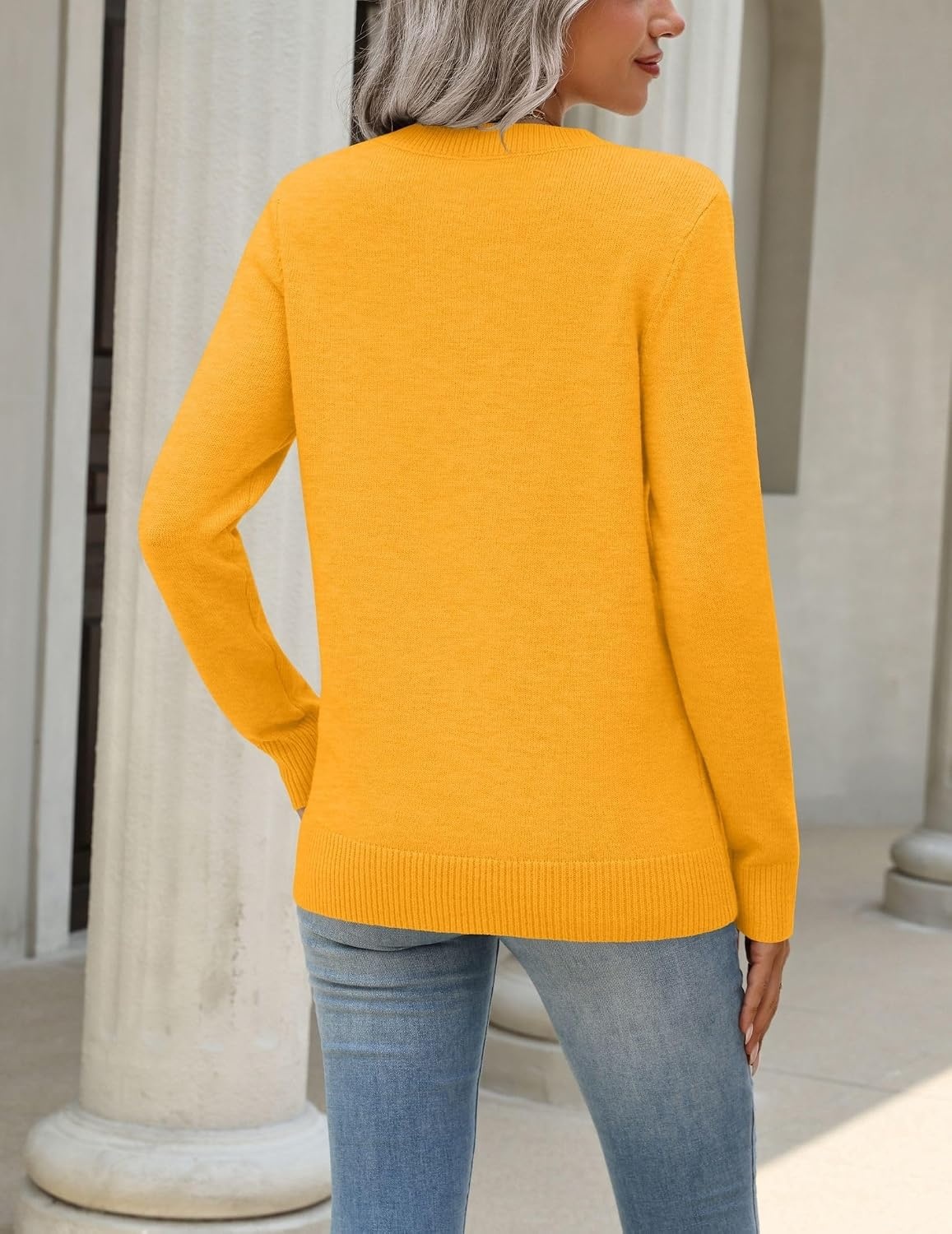 image:imageZeagoo Womens Wool Blend Sweater Crewneck Long Sleeve Tops Fashion ClothingYellow