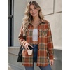 Zeagoo Flannel Shirt Women Plaid Button Down Shackets Long Sleeve Fall Tops(2-orange Gw185)