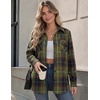Zeagoo Flannel Shirt Women Plaid Button Down Shackets Long Sleeve Fall Tops(Army Green-gw378)