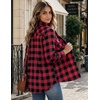 Zeagoo Flannel Shirt Women Plaid Button Down Shackets Long Sleeve Fall Tops(Dark Red-gz188)
