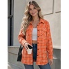 Zeagoo Flannel Shirt Women Plaid Button Down Shackets Long Sleeve Fall Tops(Orange-gw689)