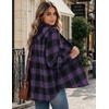 Zeagoo Flannel Shirt Women Plaid Button Down Shackets Long Sleeve Fall Tops(Purple -Gw544)