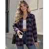 Zeagoo Flannel Shirt Women Plaid Button Down Shackets Long Sleeve Fall Tops(Purple -Gw544)