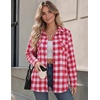 Zeagoo Flannel Shirt Women Plaid Button Down Shackets Long Sleeve Fall Tops(Red White-gz192)