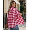 Zeagoo Flannel Shirt Women Plaid Button Down Shackets Long Sleeve Fall Tops(Red White-gz192)