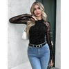 Zeagoo Long Sleeve Shirts for Women Sheer Mesh Top Mock Neck Fitted Blouses(An59)