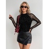 Zeagoo Long Sleeve Shirts for Women Sheer Mesh Top Mock Neck Fitted Blouses(An59)