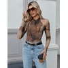 Zeagoo Long Sleeve Shirts for Women Sheer Mesh Top Mock Neck Fitted Blouses(Cx291)