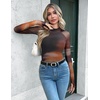 Zeagoo Long Sleeve Shirts for Women Sheer Mesh Top Mock Neck Fitted Blouses(Cx292)