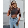Zeagoo Long Sleeve Shirts for Women Sheer Mesh Top Mock Neck Fitted Blouses(Cx292)