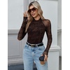 Zeagoo Long Sleeve Shirts for Women Sheer Mesh Top Mock Neck Fitted Blouses(Cx299)