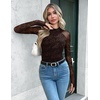 Zeagoo Long Sleeve Shirts for Women Sheer Mesh Top Mock Neck Fitted Blouses(Cx299)