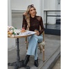 Zeagoo Long Sleeve Shirts for Women Sheer Mesh Top Mock Neck Fitted Blouses(Cx299)