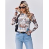 Zeagoo Long Sleeve Shirts for Women Sheer Mesh Top Mock Neck Fitted Blouses(Dw137)