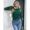 Zeagoo Long Sleeve Shirts for Women Sheer Mesh Top Mock Neck Fitted Blouses(Green)