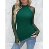 Zeagoo Long Sleeve Shirts for Women Sheer Mesh Top Mock Neck Fitted Blouses(Green)