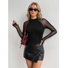 Zeagoo Long Sleeve Shirts for Women Sheer Mesh Top Mock Neck Fitted Blouses(Jh723)